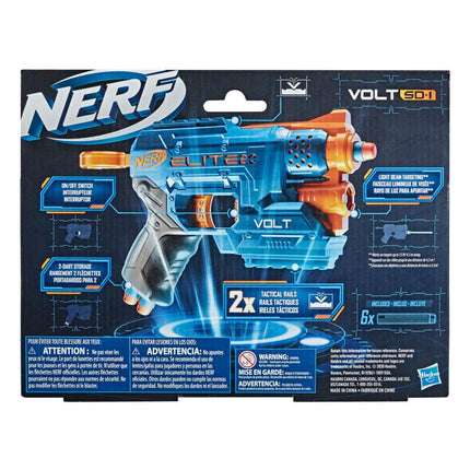 Nerf Elite 2.0 Volt SD-1 Blaster, 6 Official Nerf Darts, Light Beam Targeting, 2 Tactical Rails, Motorised, Multicolour, 8+ Years - Hasbro