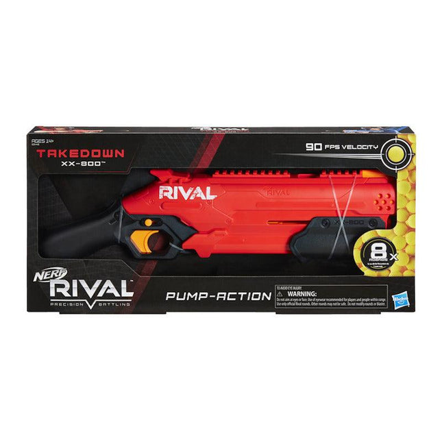 Nerf Rival Takedown XX-800 Blaster -- Pump Action, Breech-Load, 8-Round Capacity, 90 FPS, 8 Rival Rounds, Multicolour, 8+ Years - Hasbro