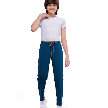 Active Wear Athleisure, Fit-Airforce Blue Color Polyester Lycra Jogger Track Pants For Boys Enjoy the comfort. - Parrot crow - KIDMAYA
