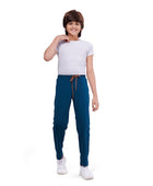 Active Wear Athleisure, Fit-Airforce Blue Color Polyester Lycra Jogger Track Pants For Boys Enjoy the comfort. - Parrot crow - KIDMAYA