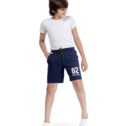 Adventure Print Navy Melange Shorts for Boys - Boys Shorts - Parrot Crow - KIDMAYA