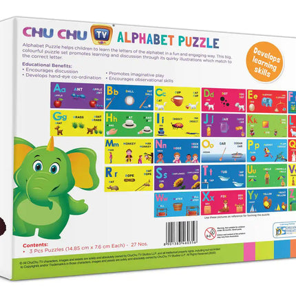Funskool-Chu Chu Alphabets,Educational,26 Pieces,Puzzle,for 3 Year Old Kids and Above,Toy - KIDMAYA
