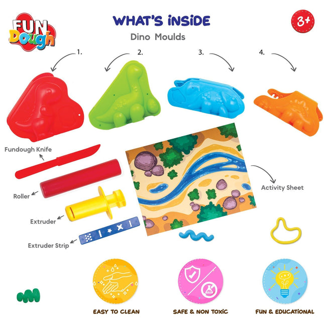 Funskool - Dino Ville, Mould and Clay Kit for Kids - Fun Dough - KIDMAYA