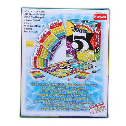 Funskool-Endless Games NAME 5, game of Knowledge & Trivia Party & Fun Games Board Game - KIDMAYA