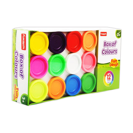 Funskool Fundough Box of Colours, 12 tubs of Dough, 50gms Each, Multicolour, Dough, Toy, Shaping, Sculpting, 3 Years and Above - KIDMAYA