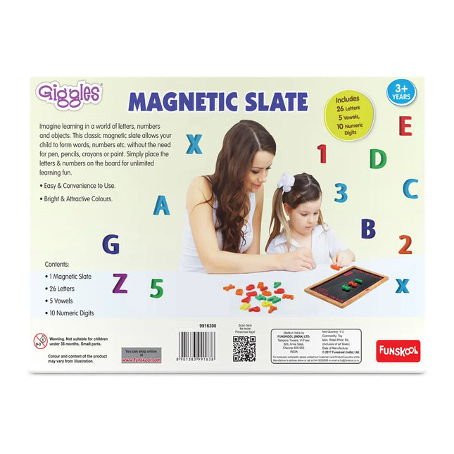 Funskool Giggles, Magnetic Slate , Alphabet and Numbers learning board, Early learning, 3 Years & above, Preschool toys - KIDMAYA