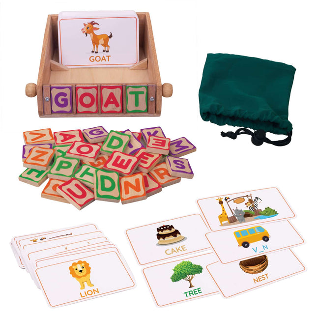 Funskool Giggles, Match n Learn, Wooden Educational Toy, Learn to Read, Spell and Identify Pictures, Preschool Toy, 3 Years and Above. - KIDMAYA