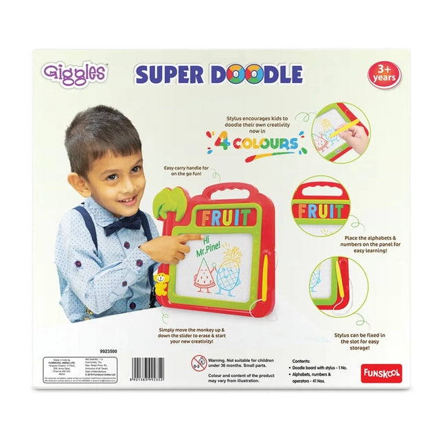 Funskool Giggles, Super Doodle, Multicolour Erasable Magic Slate, Easy to Write, Read and Draw, 3 Years & Above, Preschool Toys - KIDMAYA