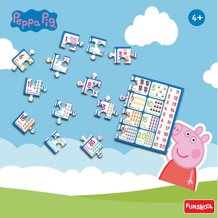 Funskool-Peppa pig Numbers Puzzle 1-20,Educational,60 Pieces,Puzzle,for 4 Year Old Kids and Above,Toy - KIDMAYA