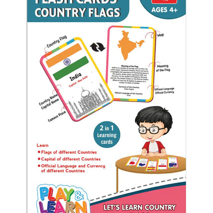 Funskool Play & Learn-Country Flags,Educational,50 Pieces,Flash Cards,for 4 Year Old Kids and Above,Toy - KIDMAYA