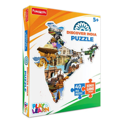 Funskool Play & Learn-Discover India,Educational,40 Pieces,Puzzle,for 5 Year Old Kids and Above,Toy - KIDMAYA