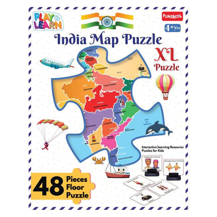Funskool Play & Learn-India Map Big Size, Educational, 48 Piece, Puzzle, for Kids 4 Years and Up, Toy - KIDMAYA