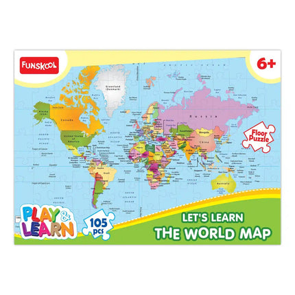 Funskool Play & Learn-World Map, Educational, 104 Pieces, Puzzle, For 6 Year Old Kids And Above - KIDMAYA