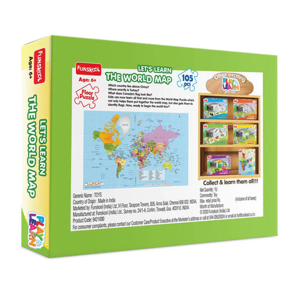 Funskool Play & Learn-World Map, Educational, 104 Pieces, Puzzle, For 6 Year Old Kids And Above - KIDMAYA