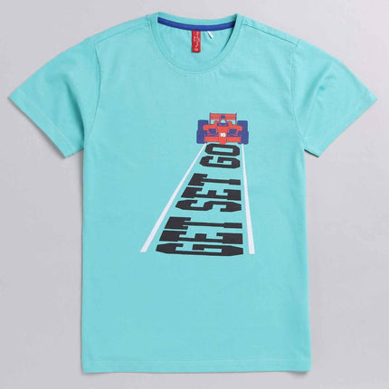 Get Set Go Racing Theme Cotton T-Shirts For Boys - Parrot crow - KIDMAYA