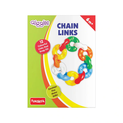 Giggles - Chain Links, Multicolour Interlocking Educational Blocks, Improves creativity and Construction blocks for kids, 6 months & above - KIDMAYA