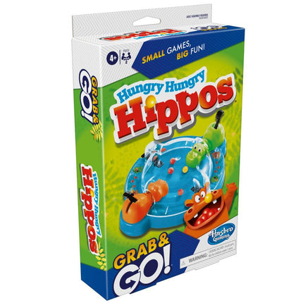Hungry Hungry Hippos Grab and Go Game for Kids Ages 4 and Up, Portable Game for 2 Players, Travel Game for Kids, Includes 2 Chomping Hippos - KIDMAYA