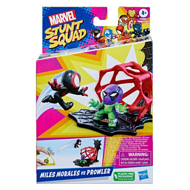 Marvel Stunt Squad Miles Morales Vs. Prowler Playset,1.5-Inch Super Hero Action Figures,Toys for Kids Ages 4&Up,Multi - KIDMAYA