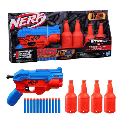 Nerf Alpha Strike Cobra RC-6 Targeting Set, 17 Pieces, 1 Blaster, 6-Dart Blasting, 4 Half-Targets, 12 Darts - Hasbro - KIDMAYA