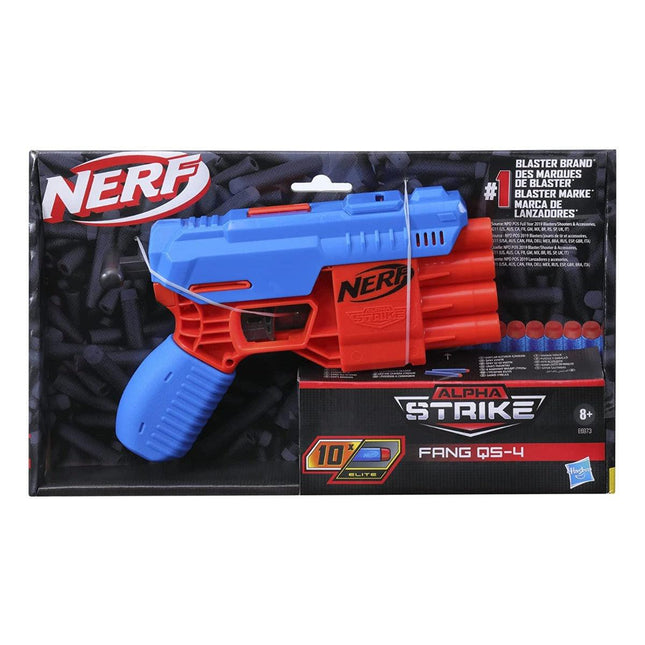 Nerf Alpha Strike Fang QS-4 Blaster, Fire 4 Darts in a Row -10 Elite Darts, Multicolor, 8+ years - Hasbro - KIDMAYA