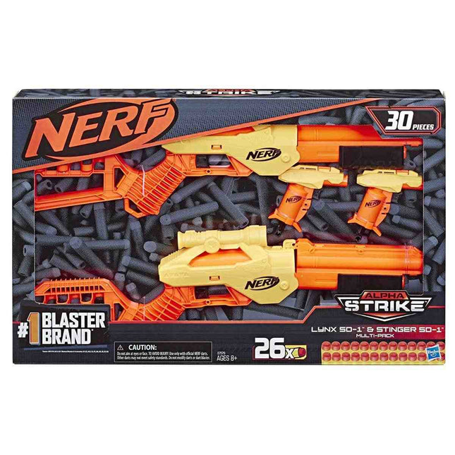 Nerf Alpha Strike Lynx SD-1 And Stinger SD-1 Multi-Pack - Includes 4 Blasters And 26 Official Nerf Elite Darts - Hasbro - KIDMAYA
