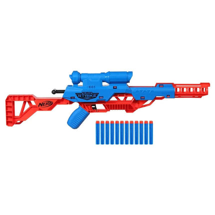 Nerf Alpha Strike Wolf LR-1 Blaster With Targeting Scope,12 Official Nerf Elite Darts ,Breech Load, Pump Action, Easy Load-Prime-Fire, Multicolour, 8+ Years - Hasbro - KIDMAYA