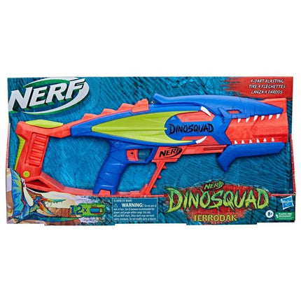 Nerf DinoSquad Terrodak, 12 Nerf Elite Darts, Dinosaur Design, 4 Dart Toy Foam Nerf Blaster for Kids Outdoor Games - KIDMAYA