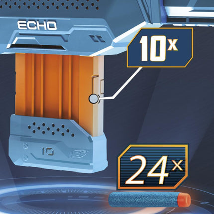 Nerf Elite 2.0 Echo CS-10 Blaster, 24 Nerf Darts, 10-Dart Clip, Removable Stock and Barrel Extension, 4 Tactical Rails - KIDMAYA
