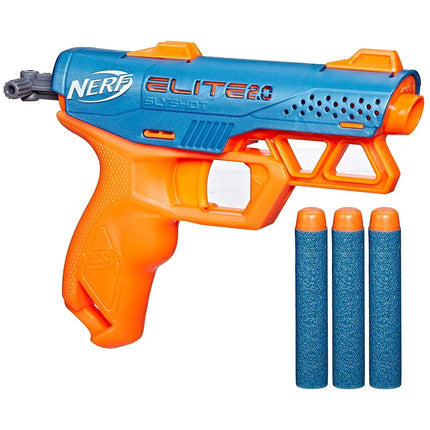 Nerf Elite 2.0 Slyshot Blaster, 2 Dart Storage, 3 Nerf Elite Darts, Pull To Prime Handle, Toy Foam Blaster, Multicolour, 8+ Years - Hasbro - KIDMAYA