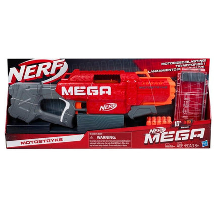 Nerf Mega Motostryke Motorized Gun 10-Dart Blaster, Includes 10 Darts & 10-Dart Clip - Hasbro - KIDMAYA