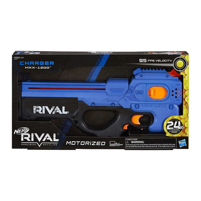 Nerf Rival Charger Mxx-1200 Motorized Gun, 12-Round Capacity, 100 FPS Velocity, Includes 24 Rival Rounds - Hasbro - KIDMAYA