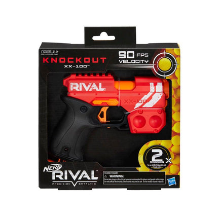 Nerf Rival Knockout XX-100 Blaster -Team Blue and Red, Round Storage, 85 FPS Velocity, Breech Load -- Includes 2 Official Nerf Rival Rounds - KIDMAYA