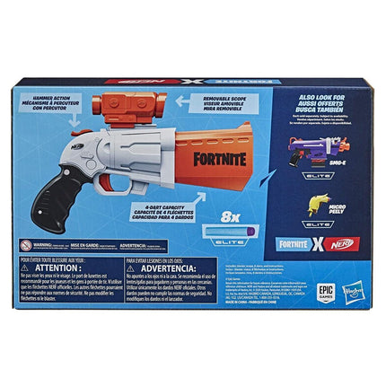 NERF Fortnite Sr Blaster, 4-Dart Hammer Action, Includes Removable Scope and 8 Elite Darts, for Youth, Teens, Adults, Multicolor