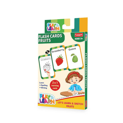 Playlearn Funskool Play & Learn-Fruits,Educational,21 Pieces,Flash Cards,for 3 Year Old Kids and Above,Toy, Multicolor - KIDMAYA