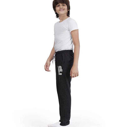 Printed Black Melange Joggers Track Pants For Young Athletess - KIDMAYA