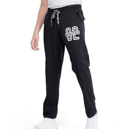 Printed Black Melange Joggers Track Pants For Young Athletess - KIDMAYA